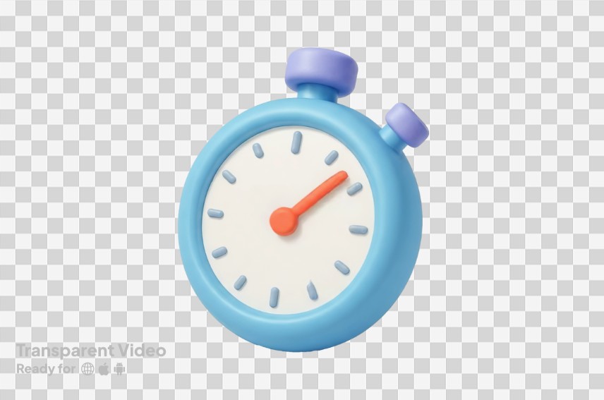 Free 3D Transparent Animation Stopwatch Loop for UI